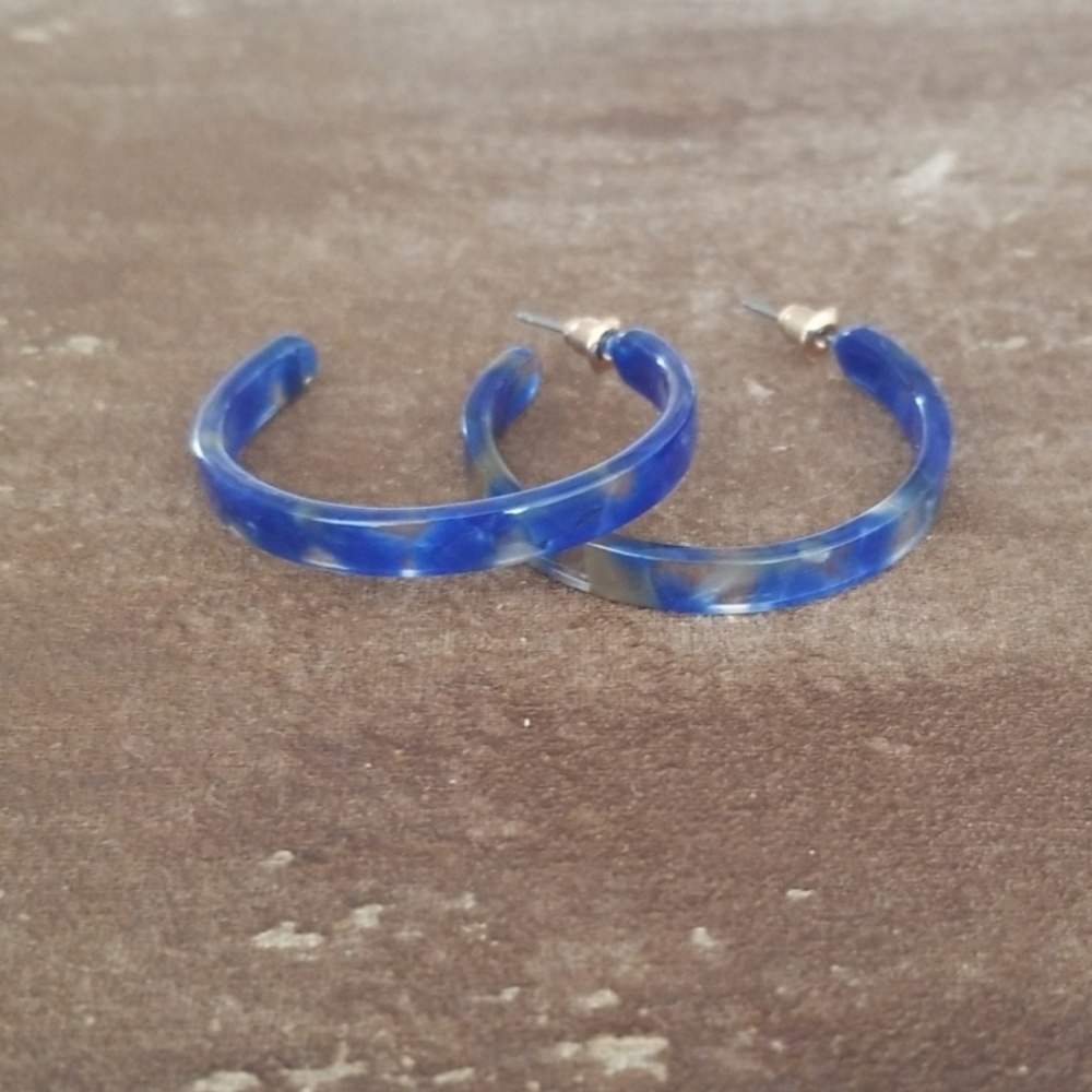 Blue Acrylic Hoop Earrings